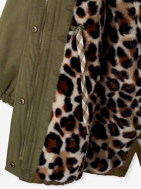 Parka fille à capuche doublée imitation fourrure bois de rose+noir+prune+vert foncé 26 - vertbaudet enfant 