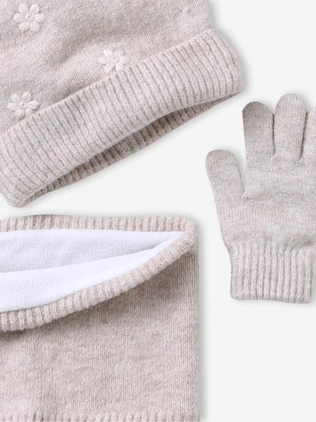 Ensemble fille tricot bonnet, snood et gants sable 7 - vertbaudet enfant 