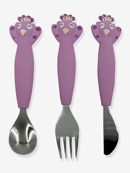 Lot de 3 couverts 2e âge Animal mauve+Mr Dino+Mr Fox+Mr Lion+Mrs Cat 1 - vertbaudet enfant 