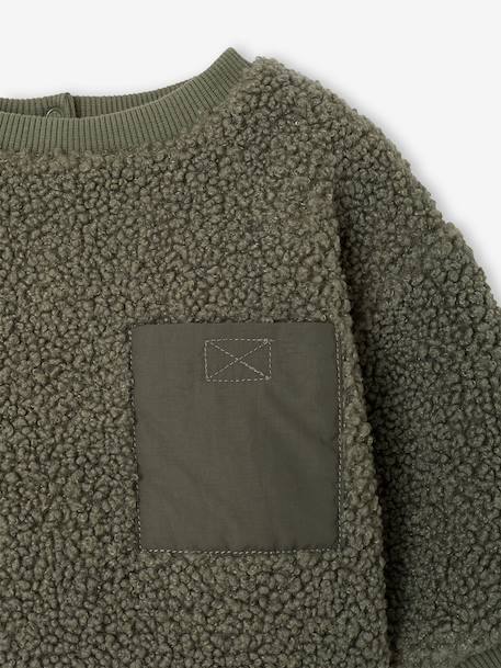 Sweat bébé en sherpa noix de pécan+vert 11 - vertbaudet enfant 