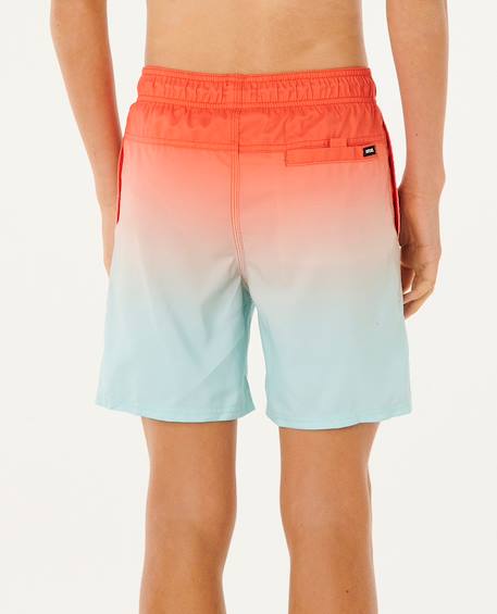 Short de bain volley offset fade  garçon Aqua+Rouge 9 - vertbaudet enfant 