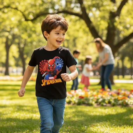 T-shirt manches courtes garçon avec personnage spiderman Marine+Noir 7 - vertbaudet enfant 