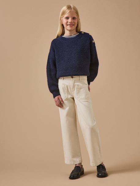 Pantalon droit fille en denim Ecru 5 - vertbaudet enfant 