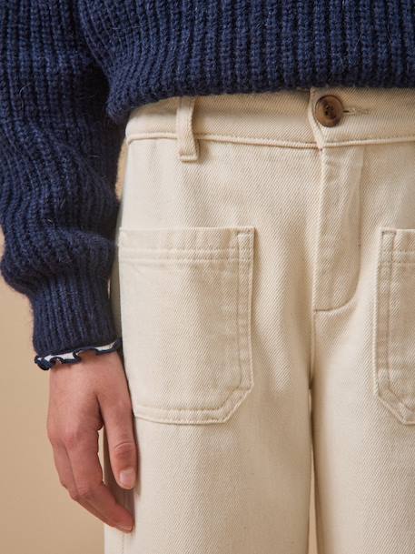 Pantalon droit fille en denim Ecru 3 - vertbaudet enfant 