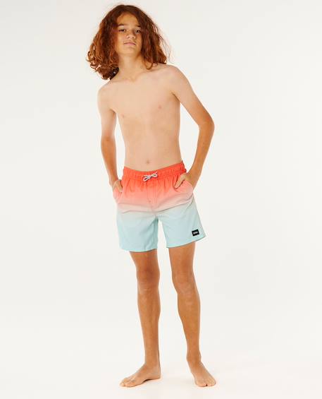 Short de bain volley offset fade  garçon Aqua+Rouge 10 - vertbaudet enfant 