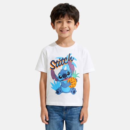 T-shirt manches courtes garçon avec personnage lilo & stitch Blanc+Bleu 1 - vertbaudet enfant 