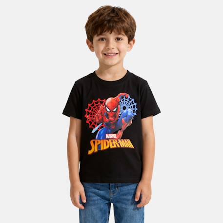 T-shirt manches courtes garçon avec personnage spiderman Marine+Noir 6 - vertbaudet enfant 