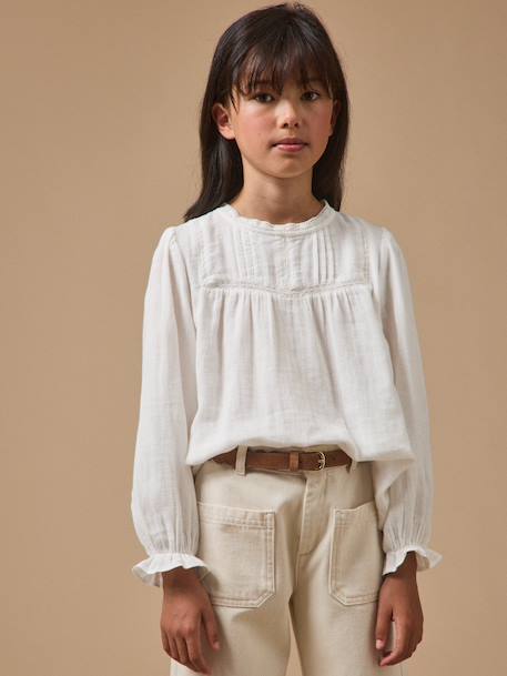 Chemise trousseau fille gaze de coton Ecru 6 - vertbaudet enfant 