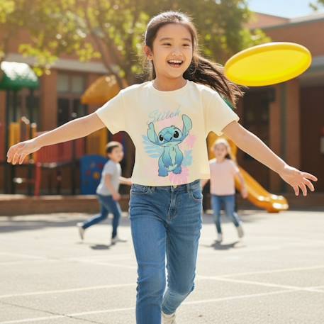T-shirt manches courtes fille avec personnage lilo & stitch Blanc+Ecru 7 - vertbaudet enfant 