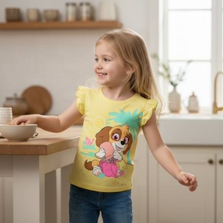 T-shirt manches courtes fille imprimé pat patrouille Bleu+Jaune 7 - vertbaudet enfant 