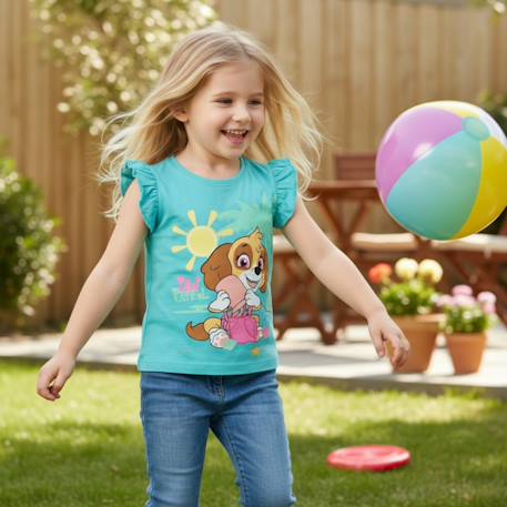 T-shirt manches courtes fille imprimé pat patrouille Bleu+Jaune 2 - vertbaudet enfant 