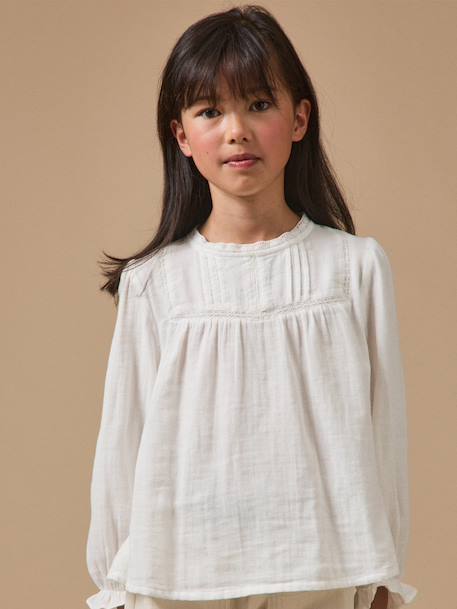 Chemise trousseau fille gaze de coton Ecru 1 - vertbaudet enfant 