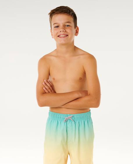 Short de bain volley offset fade  garçon Aqua+Rouge 6 - vertbaudet enfant 