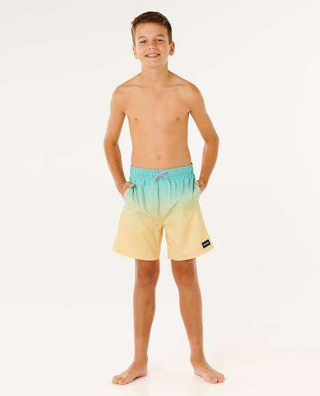 Short de bain volley offset fade  garçon Aqua+Rouge 4 - vertbaudet enfant 