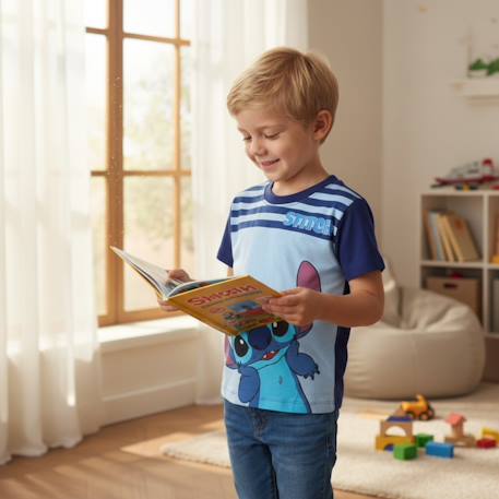 T-shirt manches courtes garçon avec personnage lilo & stitch Bleu+Marine 7 - vertbaudet enfant 
