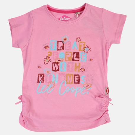 T-shirt fille manches courtes avec dessin Blanc+Bleu+Marine+Rose 18 - vertbaudet enfant 