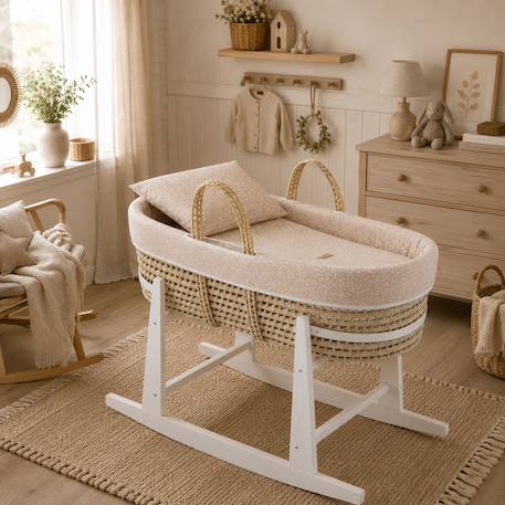 Couffin matelasse + support en bois Rose/blanc 1 - vertbaudet enfant 
