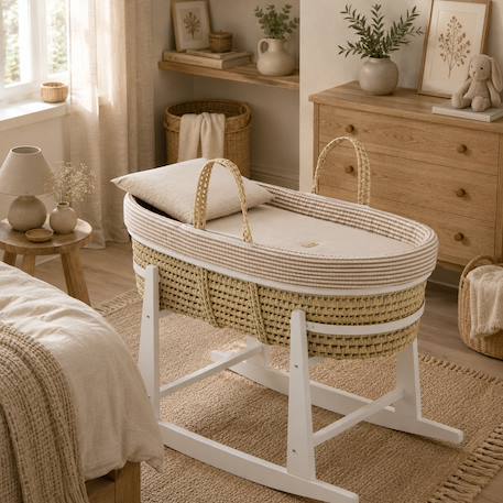 Couffin matelasse + support en bois Beige/blanc 1 - vertbaudet enfant 