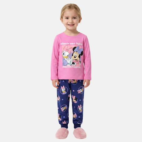 Fille-Pyjama, surpyjama-Ensemble enfant rose et pantalon bleu motif personnage minnie