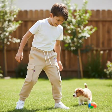 Pantalon de jogging avec poches garçon Beige 2 - vertbaudet enfant 