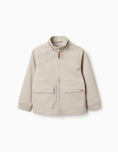 Veste avec doublure et capuche amovible Beige clair+Bleu 2 - vertbaudet enfant 