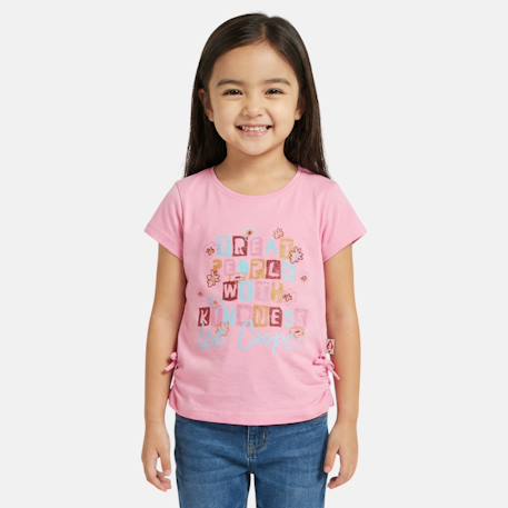 T-shirt fille manches courtes avec dessin Blanc+Bleu+Marine+Rose 16 - vertbaudet enfant 