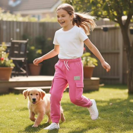 Pantalon de jogging fille Ecru+Rose 6 - vertbaudet enfant 