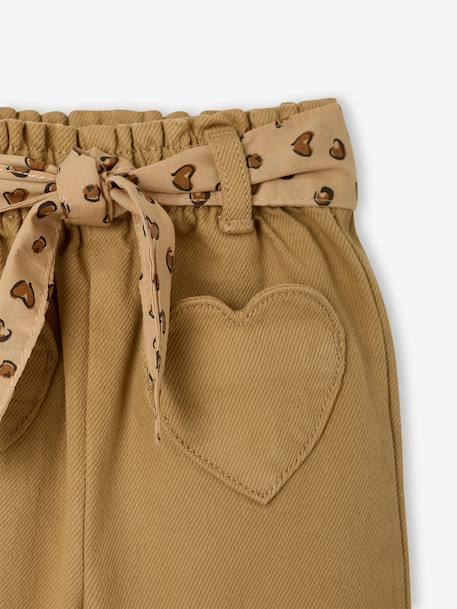 Pantalon bébé fille large ceinture à nouer beige+caramel+violine 3 - vertbaudet enfant 