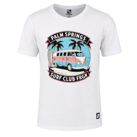 T-shirt junior garçon en jersey imprimé devant van Blanc/bleu/rose/jaune/noir 1 - vertbaudet enfant 