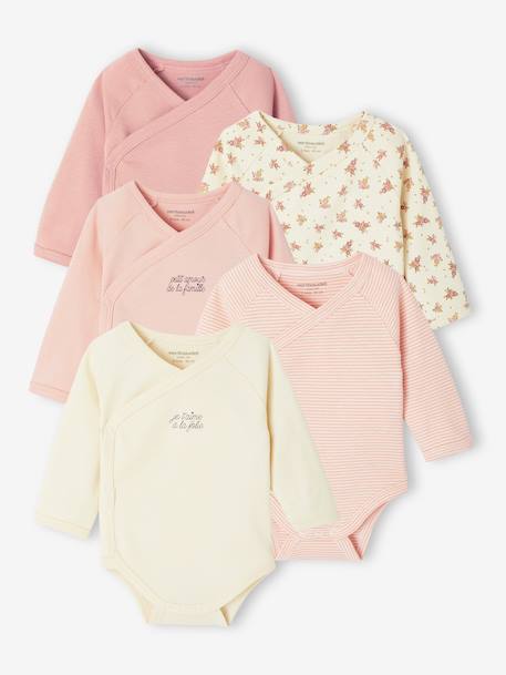Lot de 5 bodies ouverture naissance rose pâle 1 - vertbaudet enfant 