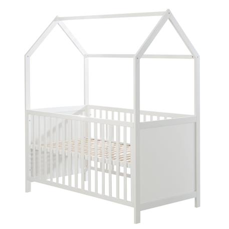 Lit bébé cabane évolutif en bois fsc® - lit bébé convertible en lit junior Blanc+Bois naturel - blanc+Taupe - gris 2 - vertbaudet enfant 