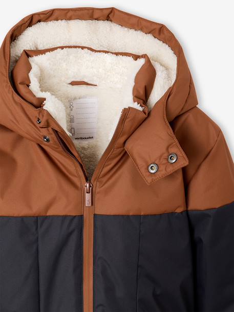 Parka technique à capuche garçon doublée fausse fourrure chaudron+noisette 8 - vertbaudet enfant 