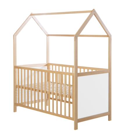 Lit bébé cabane évolutif en bois fsc® - lit bébé convertible en lit junior Blanc+Bois naturel - blanc+Taupe - gris 8 - vertbaudet enfant 