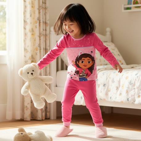 Pyjama fille imprimé manches longues pantalon gabby Rose+Rose clair 2 - vertbaudet enfant 
