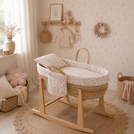 Couffin bébé matelassé avec support en bois Beige 1 - vertbaudet enfant 