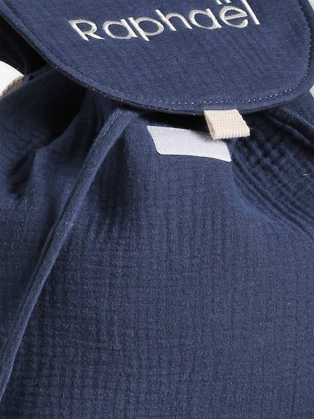 Sac à dos personnalisable en gaze de coton animation oreilles bleu nuit+léopard+multicolore+rose poudré+vert sauge 2 - vertbaudet enfant 