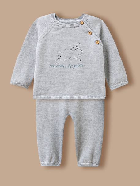 Ensemble laine et coton bébé Gris chine clair 1 - vertbaudet enfant 
