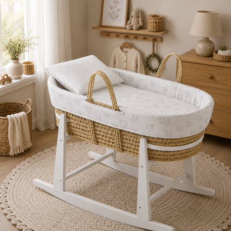Couffin matelasse + support en bois Ecru/white 1 - vertbaudet enfant 