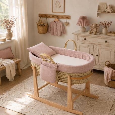 Couffin bébé matelassé avec support en bois Rose 1 - vertbaudet enfant 