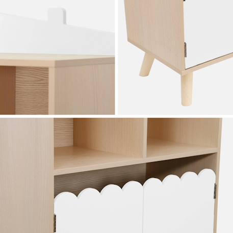 Bibliothèque enfant 2 étagères 2 portes Blanc+Rose+Vert 6 - vertbaudet enfant 