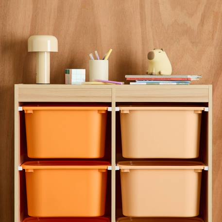 Sora - children's storage unit with 6 storage bins Moutarde+Orange+Vert olive 12 - vertbaudet enfant 