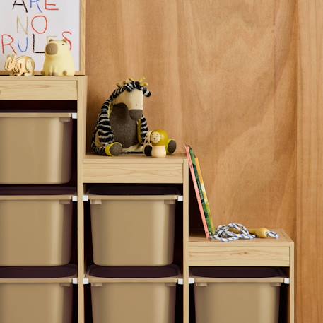 Meuble de rangement enfant escalier 6 bacs de rangement décor bois naturel - sora Beige+Vert de gris 6 - vertbaudet enfant 
