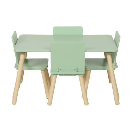 Table rectangulaire enfant bois de pin 4 assises - judith Blanc+Vert 8 - vertbaudet enfant 