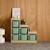 Meuble de rangement enfant escalier 6 bacs de rangement décor bois naturel - sora Beige+Vert de gris 9 - vertbaudet enfant 