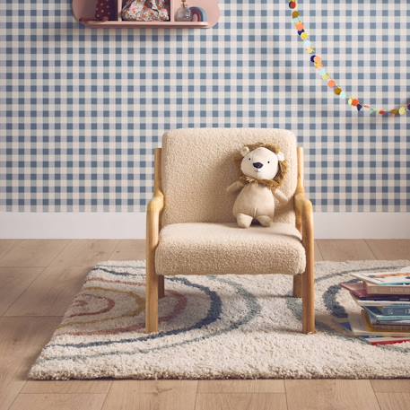 Fauteuil scandinave enfant bois d'hévéa et bouclette Lorens kids. Beige+Gris souris+Marron 3 - vertbaudet enfant 