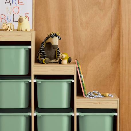 Meuble de rangement enfant escalier 6 bacs de rangement décor bois naturel - sora Beige+Vert de gris 12 - vertbaudet enfant 