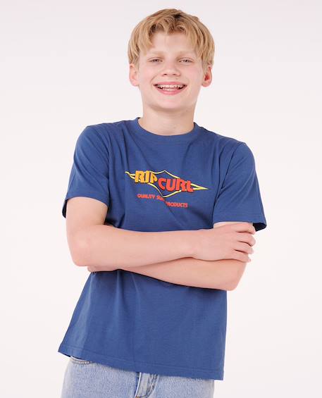 T-shirt à manches courtes surf revival logo enfant Bleu marine clair 6 - vertbaudet enfant 