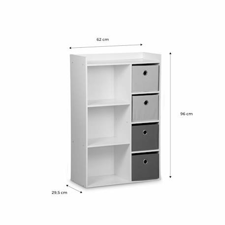 Meuble de rangement pour enfant, blanc - camille - avec 7 compartiments et 4 paniers Bleu+Rose 5 - vertbaudet enfant 