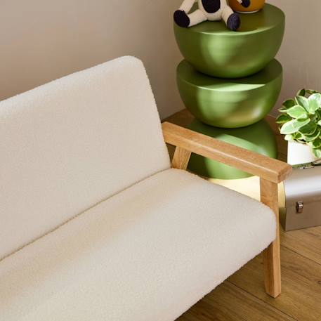 Banquette canapé pour enfant 2 places bouclette et bois d'hévéa l 84 x p 43,5 x h 50cm Blanc 4 - vertbaudet enfant 