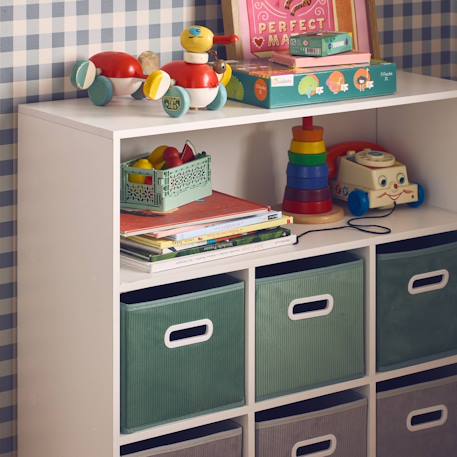 Meuble de rangement pour enfant camille avec 7 compartiments et 6 paniers en velours Bleu+Rose+Vert 16 - vertbaudet enfant 